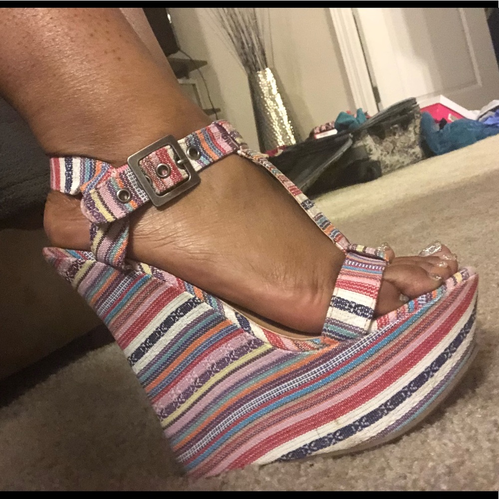 Rainbow Wedge Heels